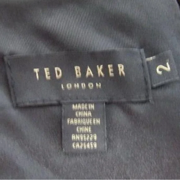 Ted Baker Black Sleeveless Midi Dress Cutout Waist Zipper Back Size 2